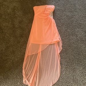 Peach High Low Formal Dress